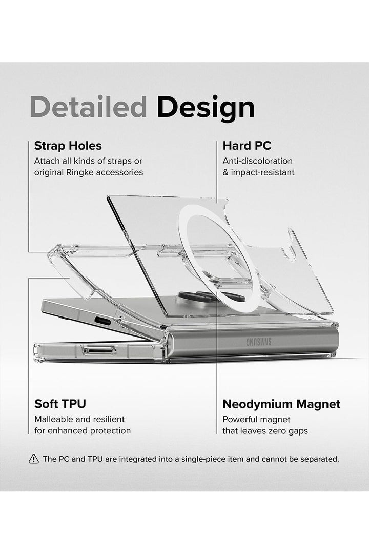 Samsung Galaxy Z Fold 6 Uyumlu Kılıf Kamera Çıkıntılı Şeffaf Magsafe Kablosuz Şarj Destekli Kapak