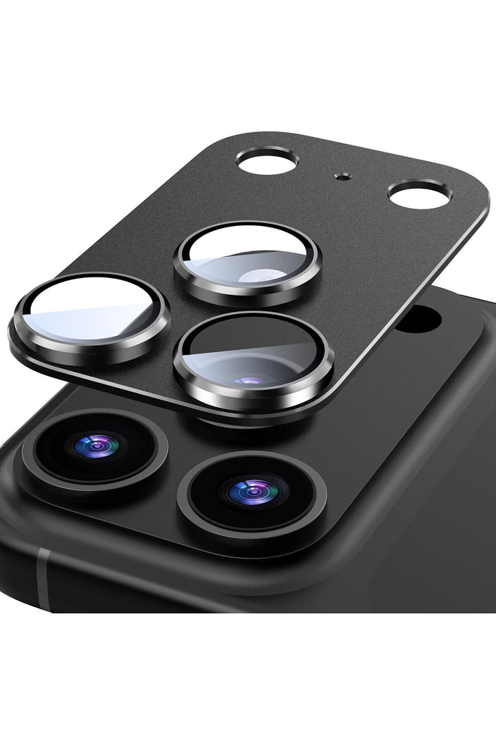 iPhone 17 Pro Max Uyumlu Kamera Koruyucu Lens Metal Temperli Cam Kamera Çevresi Tam Koruma