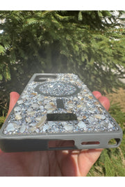 Samsung Galaxy S25 Ultra Uyumlu Taşlı Magsafe Kılıf Parlak Taşlı Smli Koruyucu Kablosuz Şarj Silikon