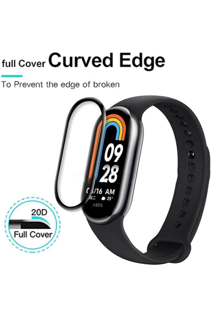 Xiaomi Mi Band 8 Uyumlu Tam Kaplayan Darbelere Karşı Dayanıklı Kırılmaz Cam Nano Ekran Koruyucu