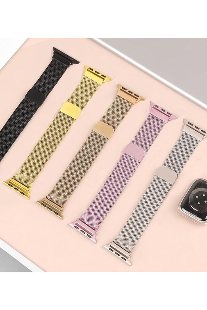Apple Watch 9 8 7 6 5 4 3 2 1 Se 38mm/40mm/41mm Uyumlu Kordon Mıknatıslı Ayarlanabilir Metal Kordon