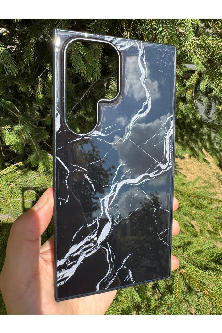 Samsung Galaxy S25 Ultra Uyumlu Kılıf Parlak Mermer Desenli Kamera Kenar Koruyuculu Arka Kapak