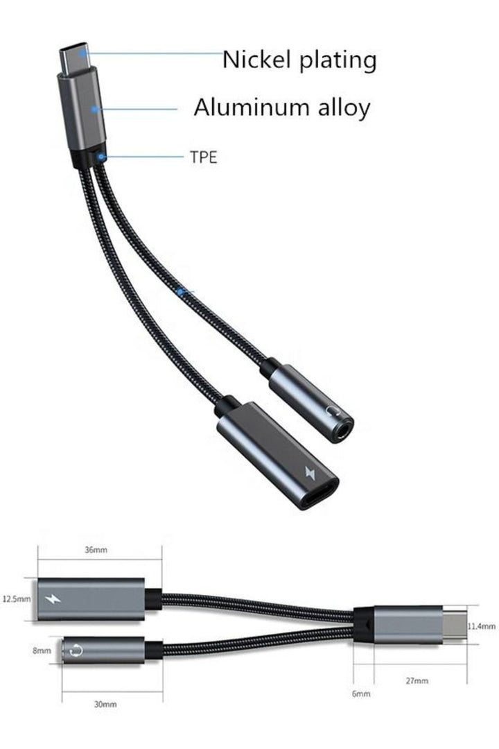 Samsung Xiaomi Uyumlu Type-c Kulaklık Çevirici Şarj Dönüştürücü Örgü Kablo Bluetooth Gerektirmez