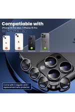 Load image into Gallery viewer, İphone 15 Pro/iphone 15 Pro Max Uyumlu Kamera Lens Koruyucu Dayanıklı Renkli Metal Temperli Cam
