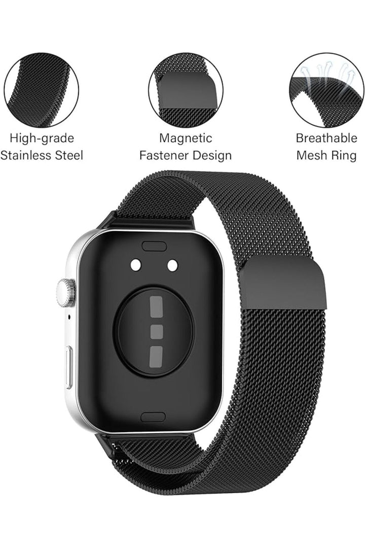 Huawei Watch Fit 3 Uyumlu Kordon Mıknatıslı Ayarlanabilir Paslanmaz Metal Kordon Örgü Hasır Kordon
