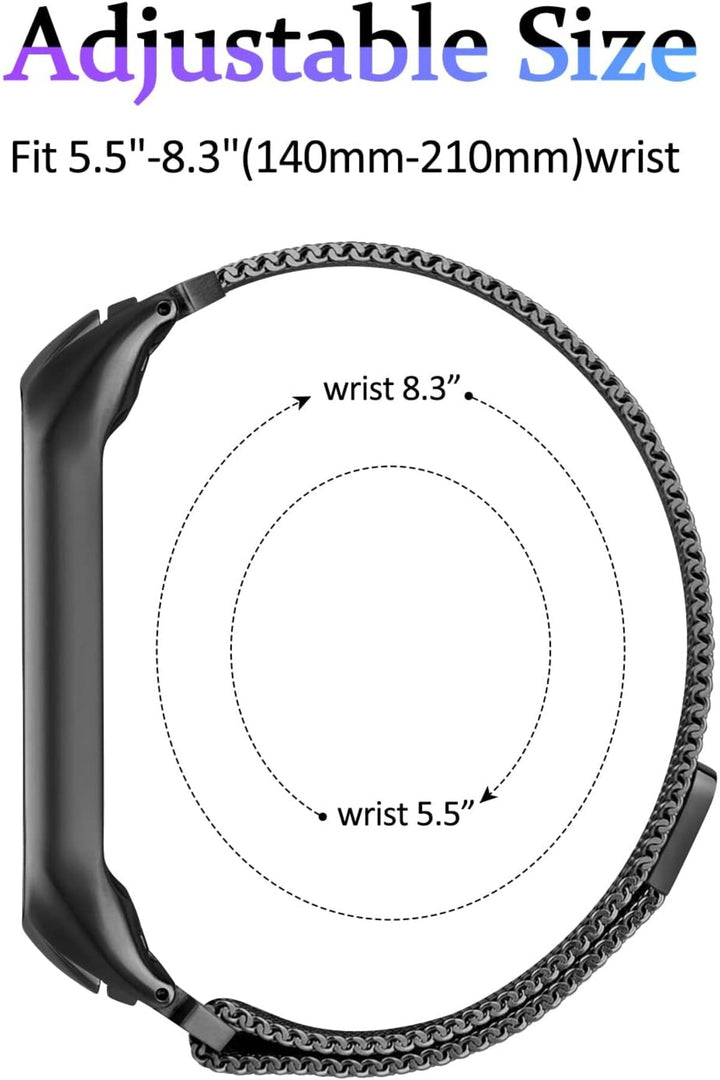 Xiaomi Mi Band 8 Uyumlu Kordon Ayarlanabilir Mıknatıslı Metal Hasır Manyetik Paslanmaz Kordon