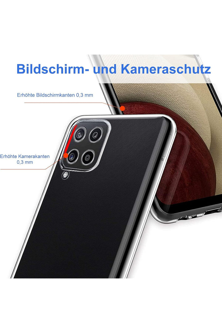 Samsung Galaxy M22 Uyumlu Kılıf 3d Kamera Korumalı Darbe Önleyici Şeffaf Transparan Esnek Silikon