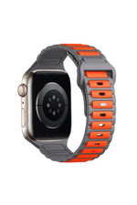 Load image into Gallery viewer, Apple Watch 10/9/8/7/6/SE/Ultra Uyumlu 42/44/45/46/49mm Çift Renkli Bakla Desen Silikon Spor Kordon
