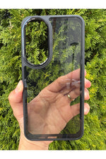 Load image into Gallery viewer, Samsung Galaxy S24 Fe Uyumlu Kılıf Siyah Transparan Şeffaf Kamera Çevresi Metal Koruyucu Silikon
