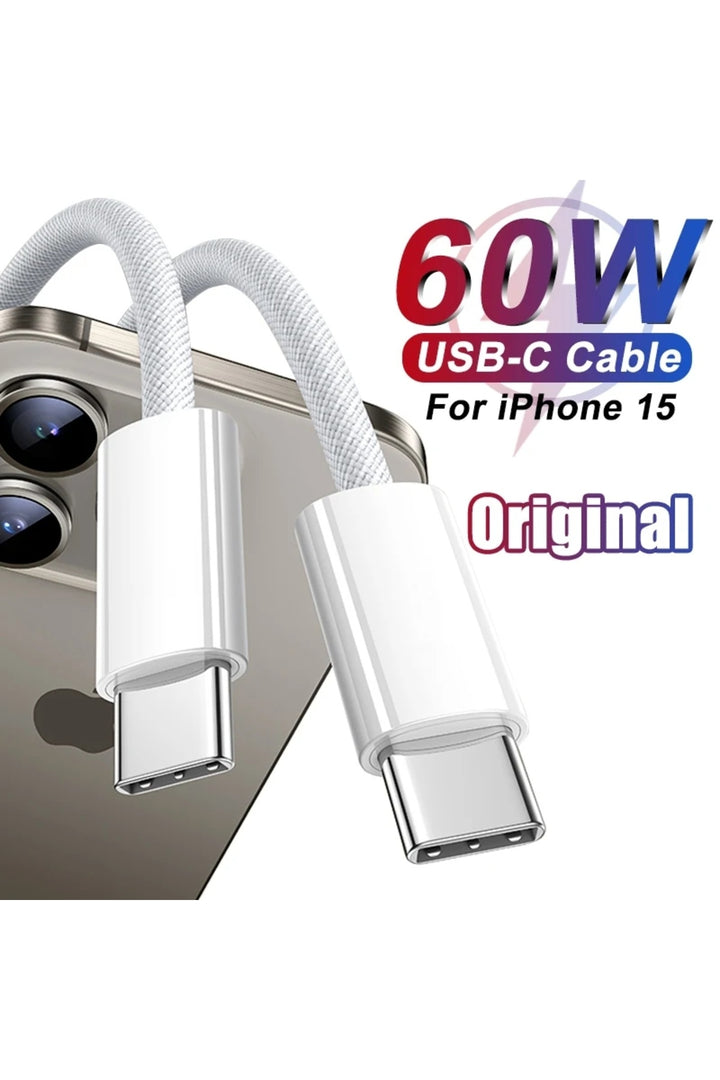 Apple Ipad Iphone 15/16 Plus/16/17 Pro Max Uyumlu 60w Hızlı Şarj Kablosu Örgü Usb-c Type-c Pd Kablo