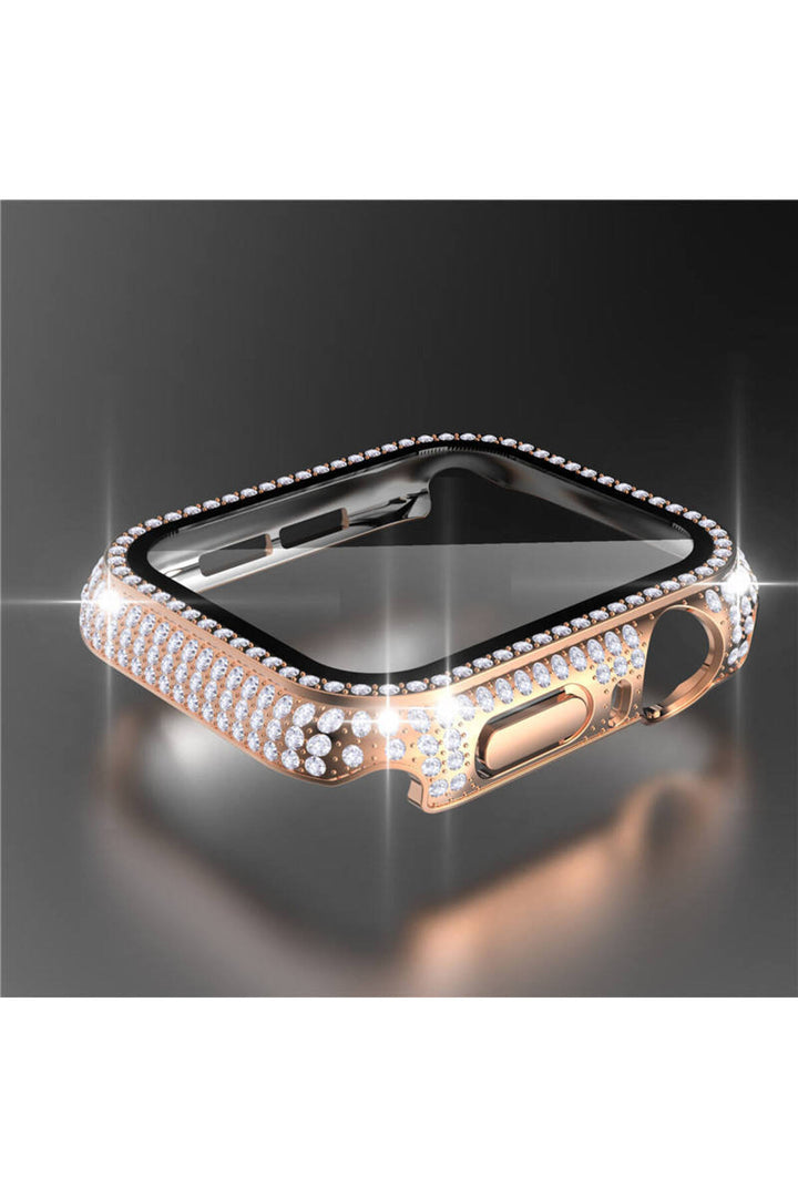 Apple Watch 45mm 7/8/9 Uyumlu Kılıf Ekran ve Kasa Koruyucu Parlak Büyük Taşlı Watch Kasa Koruma