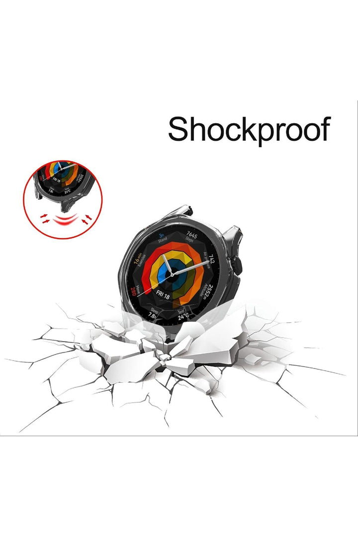 Huawei GT5 46mm Uyumlu Kılıf Siyah Kasa ve Ekran Koruyucu Esnek Silikon Ekran Kasa Koruma Kapak