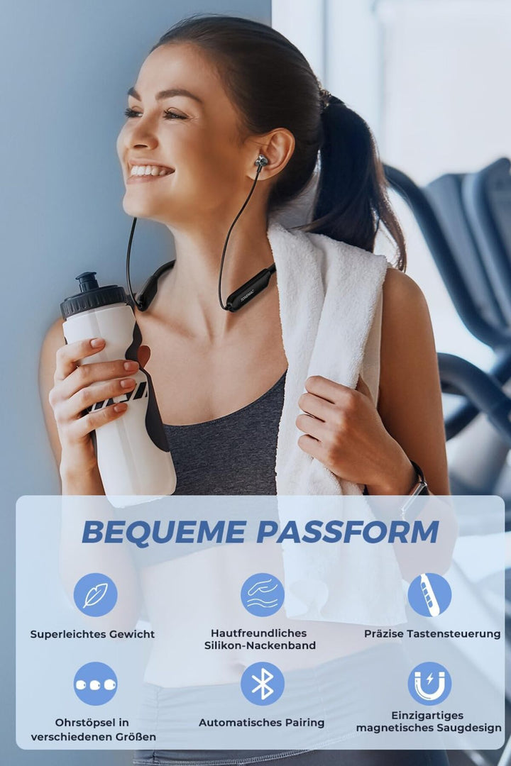 150 Saat Uzun Kullanım Süresi Sporcu Bluetooth Kulaklık Boyun Bantlı Ense Tipi Mıknatıslı Kablosuz