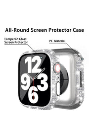 Apple Watch 45mm 7/8/9 Uyumlu Kılıf Ekran ve Kasa Koruyucu Parlak Büyük Taşlı Watch Kasa Koruma
