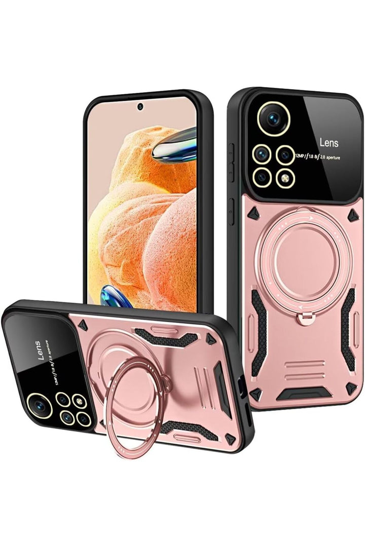 Xiaomi Redmi Note 12 Pro 4G Uyumlu Kılıf Magsafe Standlı Kamera Lens Korumalı Dayanıklı Renkli Tank