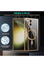 Load image into Gallery viewer, Samsung Galaxy S23 Ultra Uyumlu Kılıf 3D Kamera Lens Korumalı Magsafe Kenarı Renkli Şeffaf Kapak
