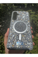 Load image into Gallery viewer, Samsung Galaxy S24 Plus/S25 Plus Uyumlu Taşlı Magsafe Kılıf Parlak Taşlı Simli Koruyucu Silikon
