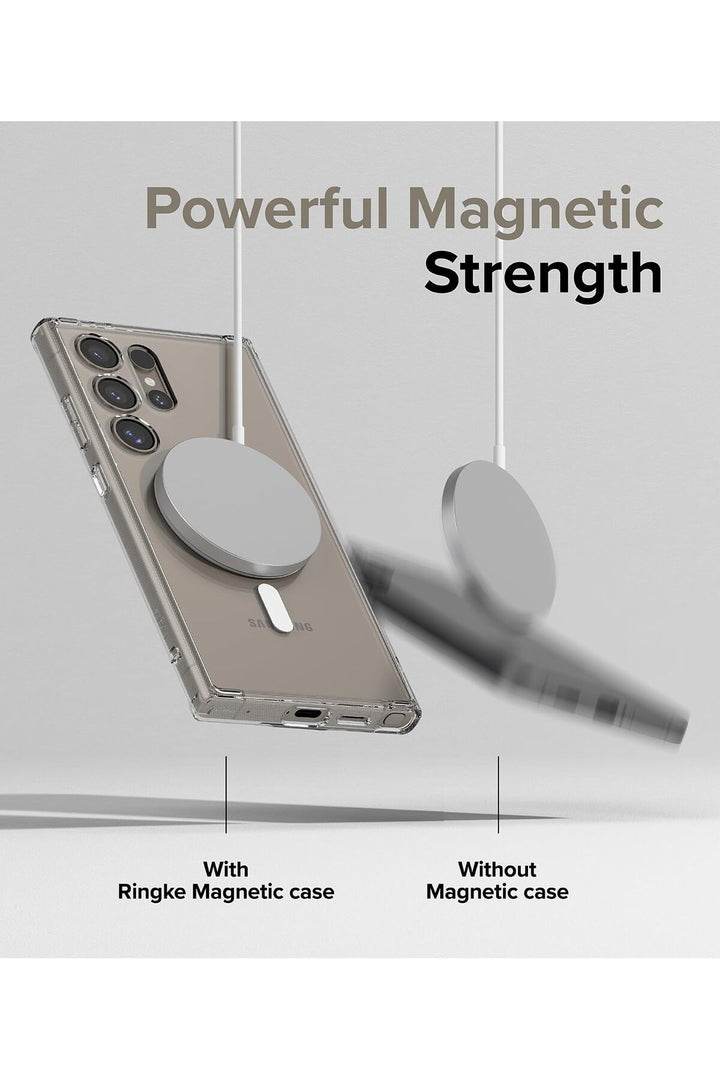 Samsung Galaxy S24 Ultra Uyumlu Kılıf Kamera Çıkıntılı Şeffaf Magsafe Kablosuz Şarj Destekli Kapak