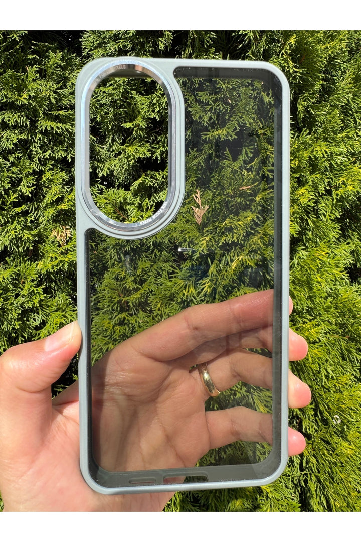 Samsung Galaxy S24 Fe Uyumlu Kılıf Siyah Transparan Şeffaf Kamera Çevresi Metal Koruyucu Silikon