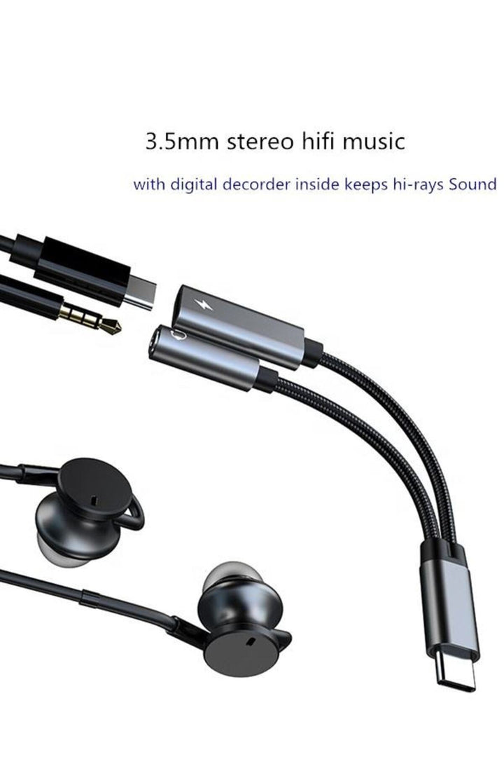 Samsung Xiaomi Uyumlu Type-c Kulaklık Çevirici Şarj Dönüştürücü Örgü Kablo Bluetooth Gerektirmez