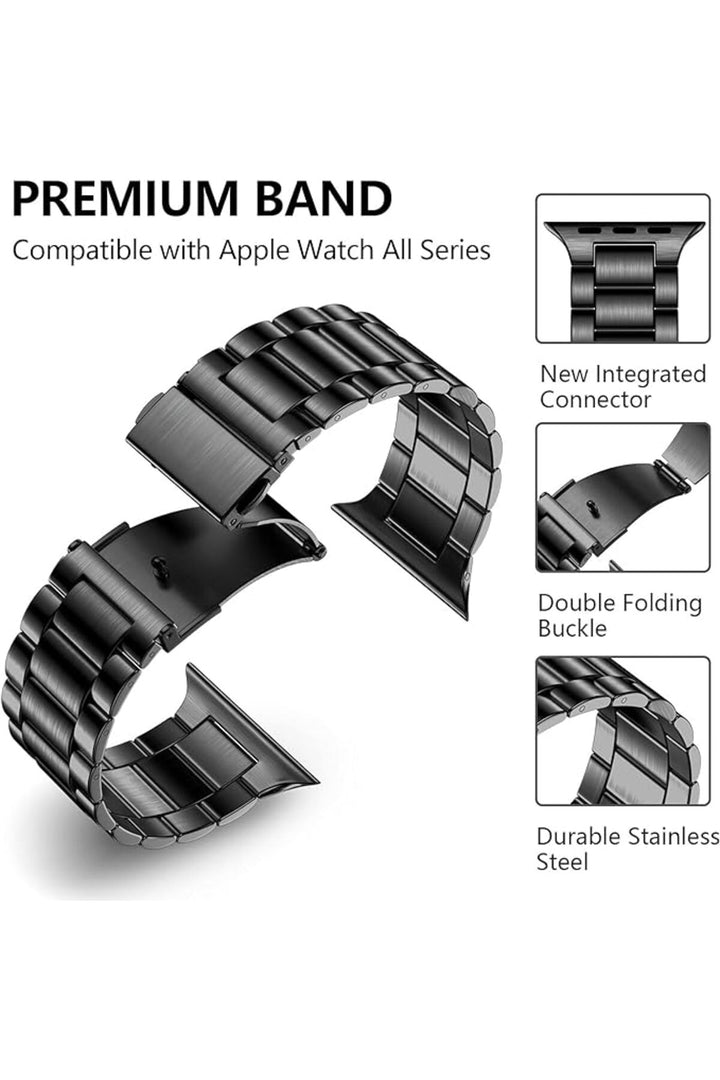 Apple Watch 9 8 7 6 5 4 3 2 1 Se 38mm/40mm/41mm Uyumlu Kordon Ayarlanabilir Parlak Metal Paslanmaz