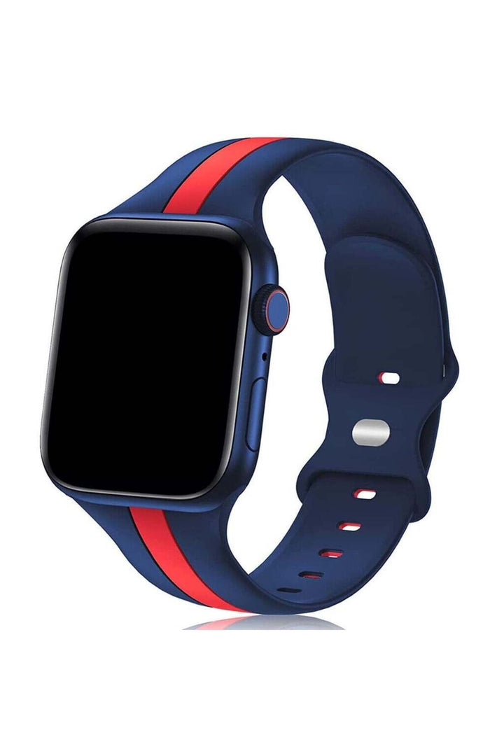 Apple Watch 9 8 7 6 5 4 3 Se 42mm/44mm/45mm/49mm Uyumlu Kordon Ayarlanabilir Renkli Çizgili Silikon