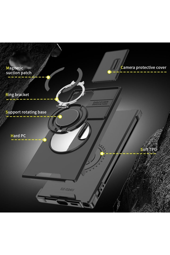 Galaxy S24/s25 Uyumlu Kılıf Kamera Korumalı Sürgülü 360 Dönebilen Magsafe Stand Tank Kapak
