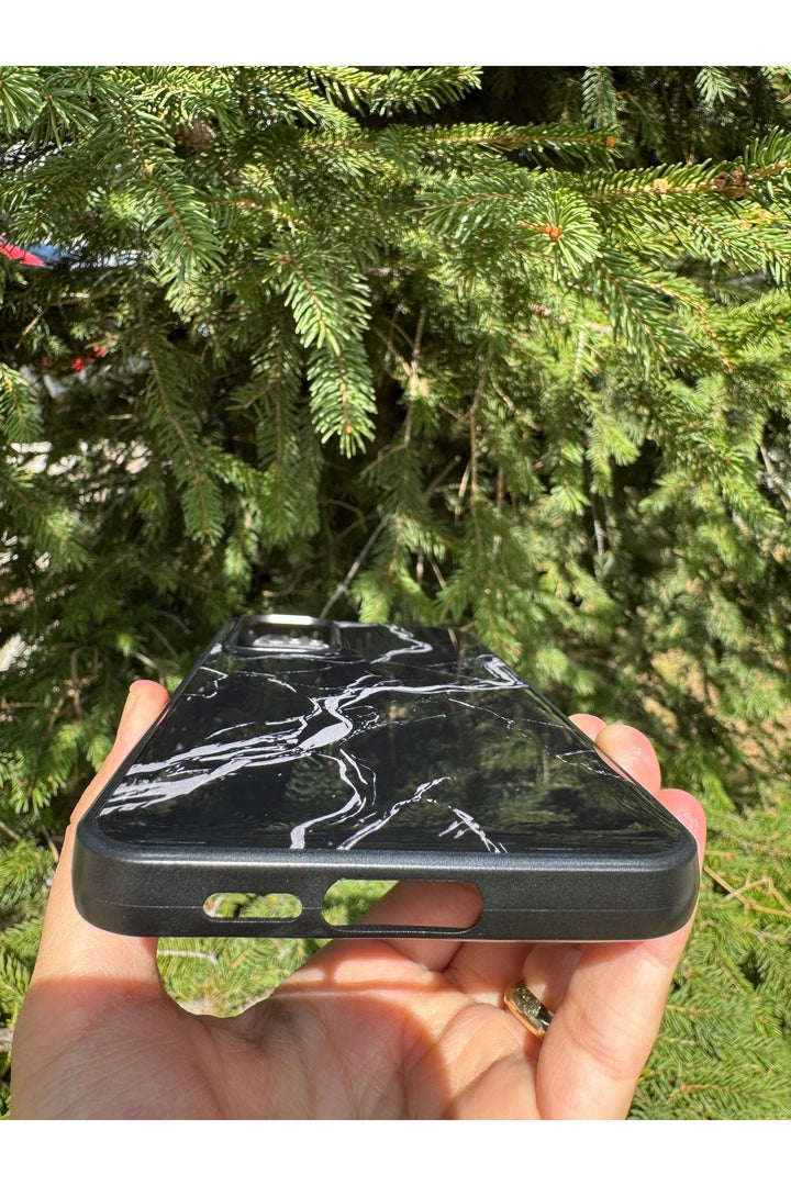 Samsung Galaxy S24 Fe Uyumlu Kılıf Parlak Mermer Desenli Kamera Kenar Koruyuculu Arka Kapak