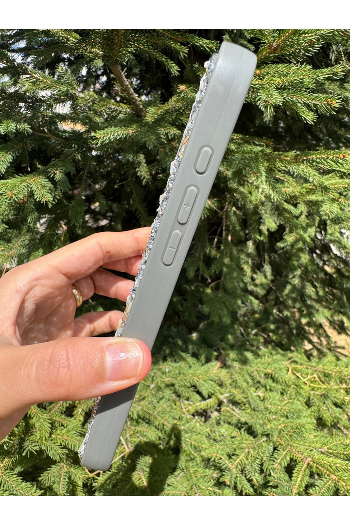 iPhone 16 Pro Max Uyumlu Taşlı Magsafe Kılıf Parlak Taşlı Simli Koruyucu Kablosuz Şarj Silikon Kapak