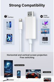 iPhone X-11-12-13 Mini-14-14 Plus-14 Pro Max Uyumlu Lightning HDMI Çevirici 4K 1080P 2m Dönüştürücü