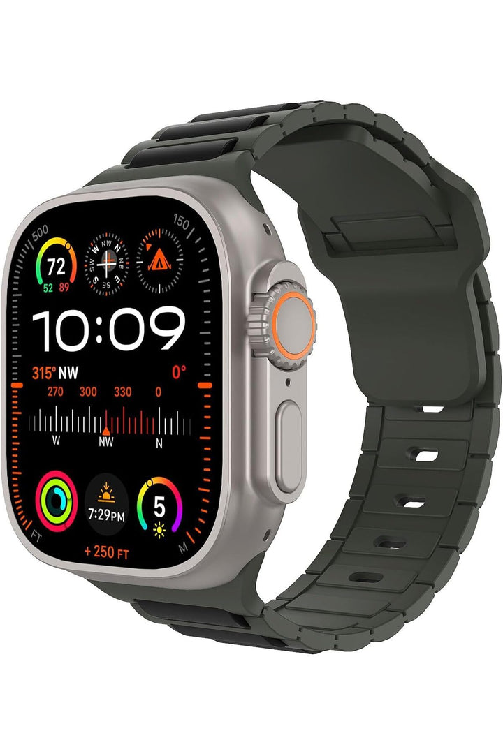 Apple Watch 10/9/8/7/6/SE/Ultra Uyumlu 42/44/45/46/49mm Çift Renkli Bakla Desen Silikon Spor Kordon