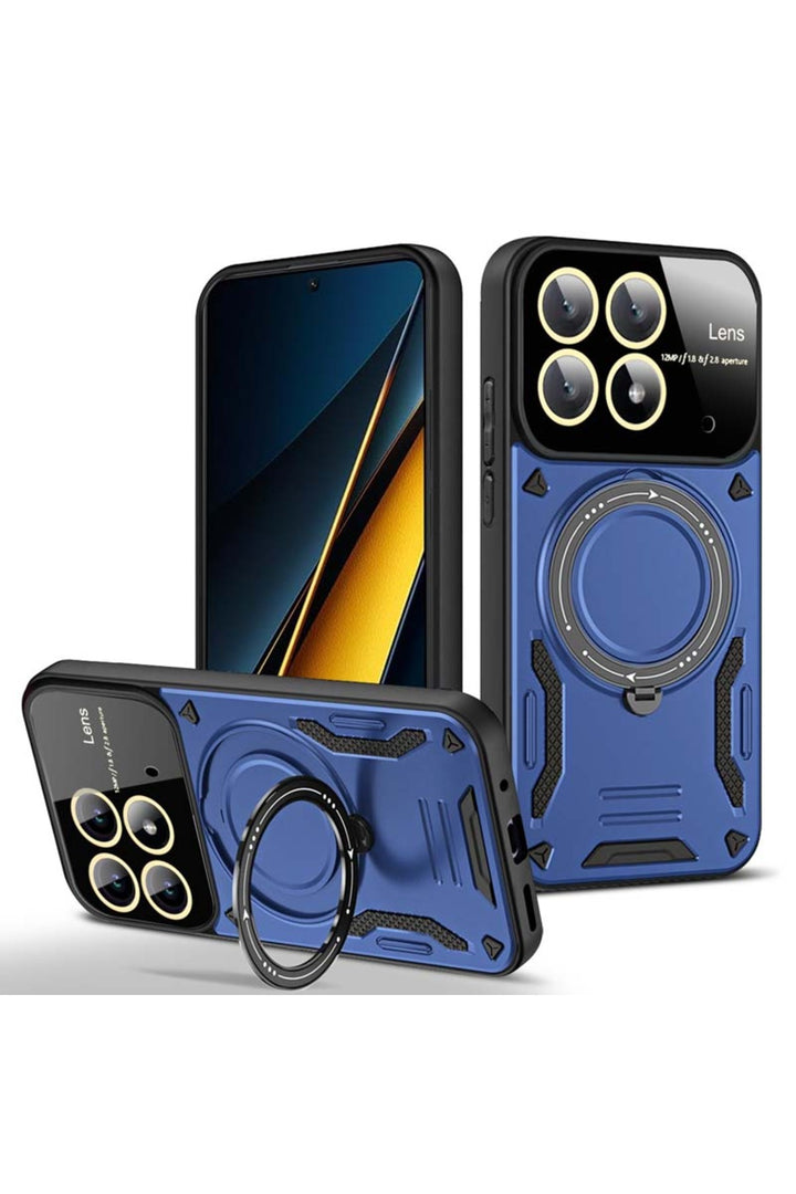 Xiaomi 14T Pro Uyumlu Kılıf Magsafe Standlı Kamera Lens Korumalı Dayanıklı Renkli Tank Kapak