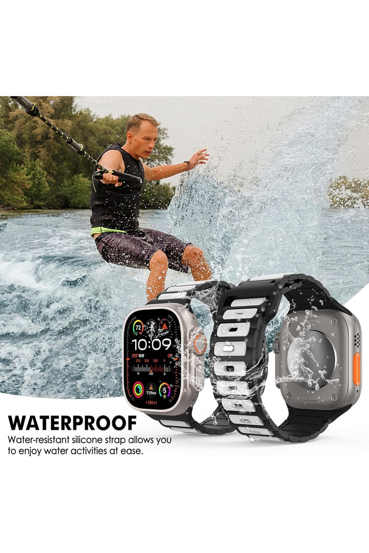 Apple Watch 10/9/8/7/6/SE/Ultra Uyumlu 42/44/45/46/49mm Çift Renkli Bakla Desen Silikon Spor Kordon