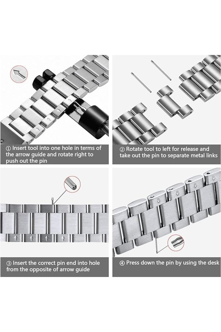 Apple Watch 9 8 7 6 5 4 3 2 Se 42mm/44mm/45mm/49mm Uyumlu Kordon Ayarlanablir Parlak Metal Paslanmaz
