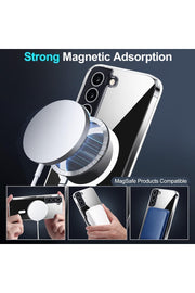 Samsung Galaxy S22 Uyumlu Kılıf Kamera Çıkıntılı Şeffaf Magsafe Kılıf Kablosuz Şarj Destekli Kapak