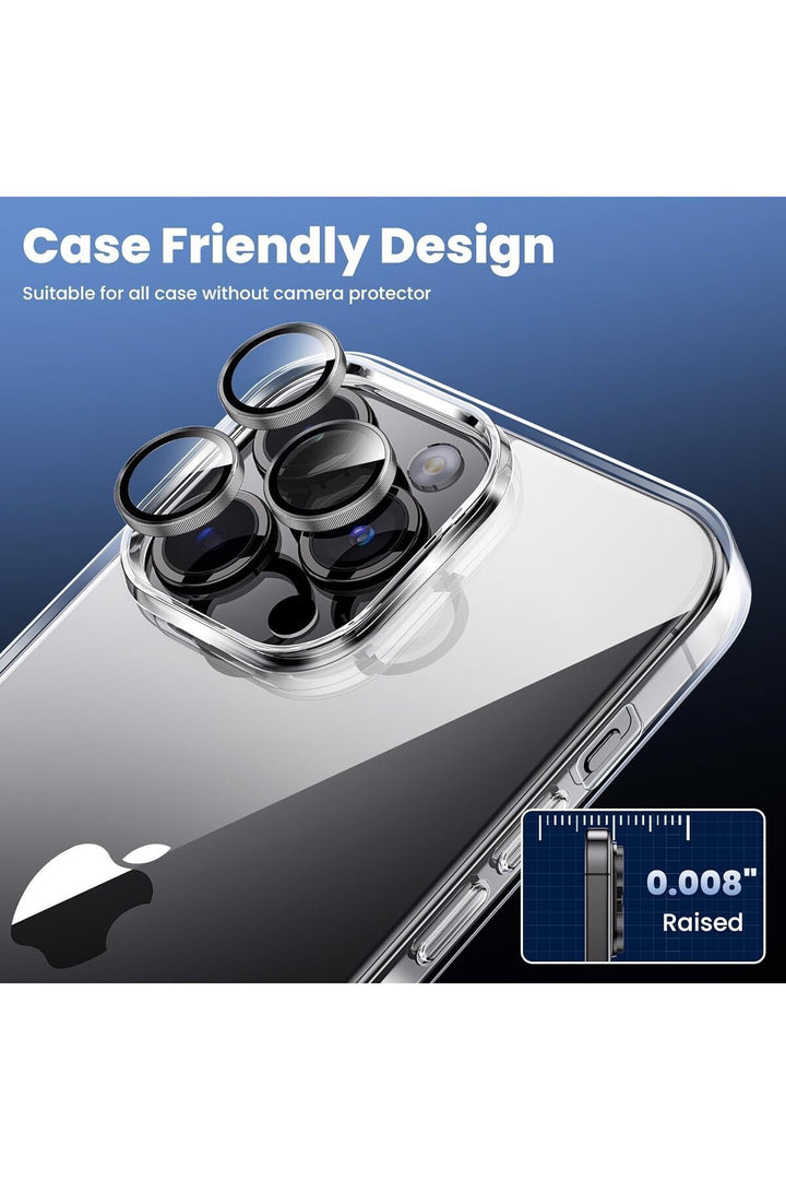 İphone 15 Pro/iphone 15 Pro Max Uyumlu Kamera Lens Koruyucu Dayanıklı Renkli Metal Temperli Cam