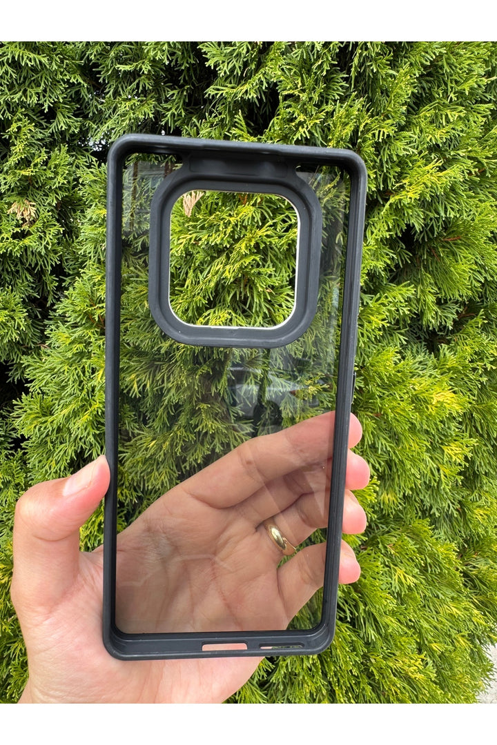Xiaomi Redmi Note 14 Pro Uyumlu Kılıf Siyah Transparan Şeffaf Kamera Çevresi Metal Koruyucu Silikon