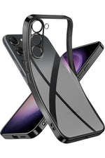 Load image into Gallery viewer, Samsung Galaxy S23 Uyumlu Kılıf Kenarları Renkli Kamera Korumalı Dayanıklı Şeffaf Silikon Kapak
