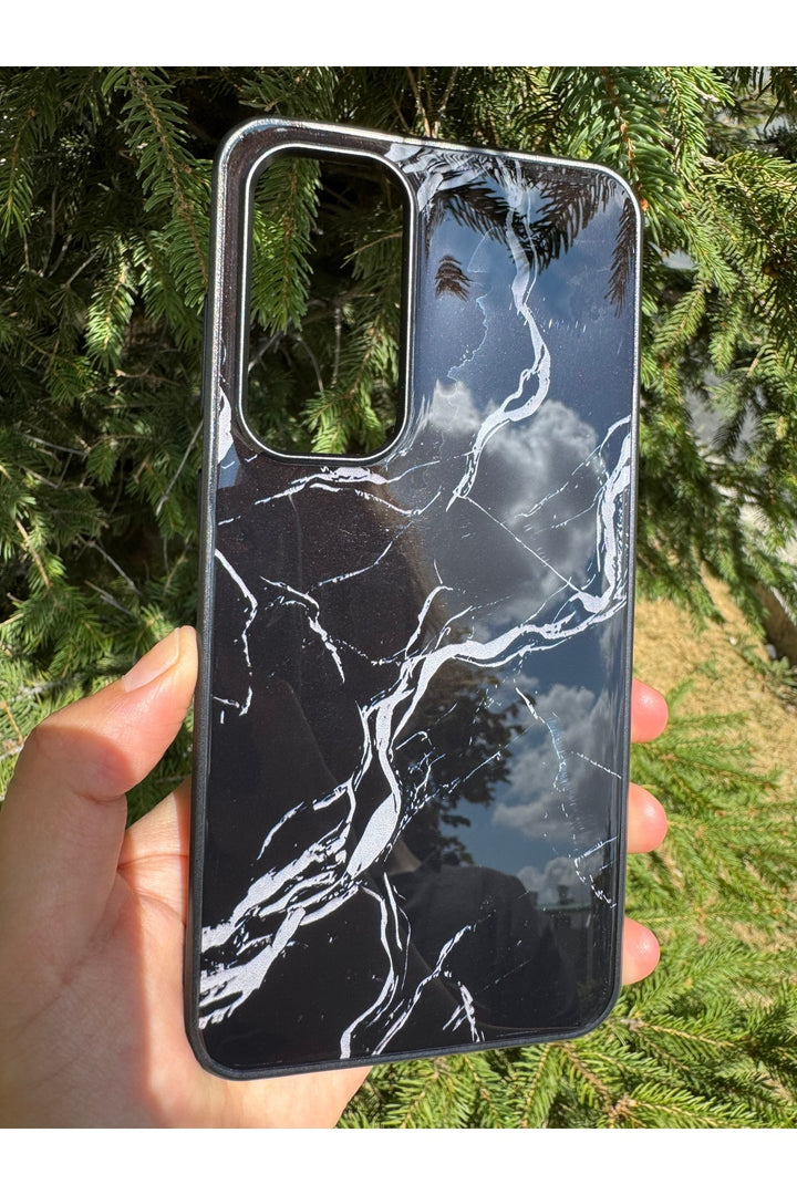 Samsung Galaxy S24 Fe Uyumlu Kılıf Parlak Mermer Desenli Kamera Kenar Koruyuculu Arka Kapak