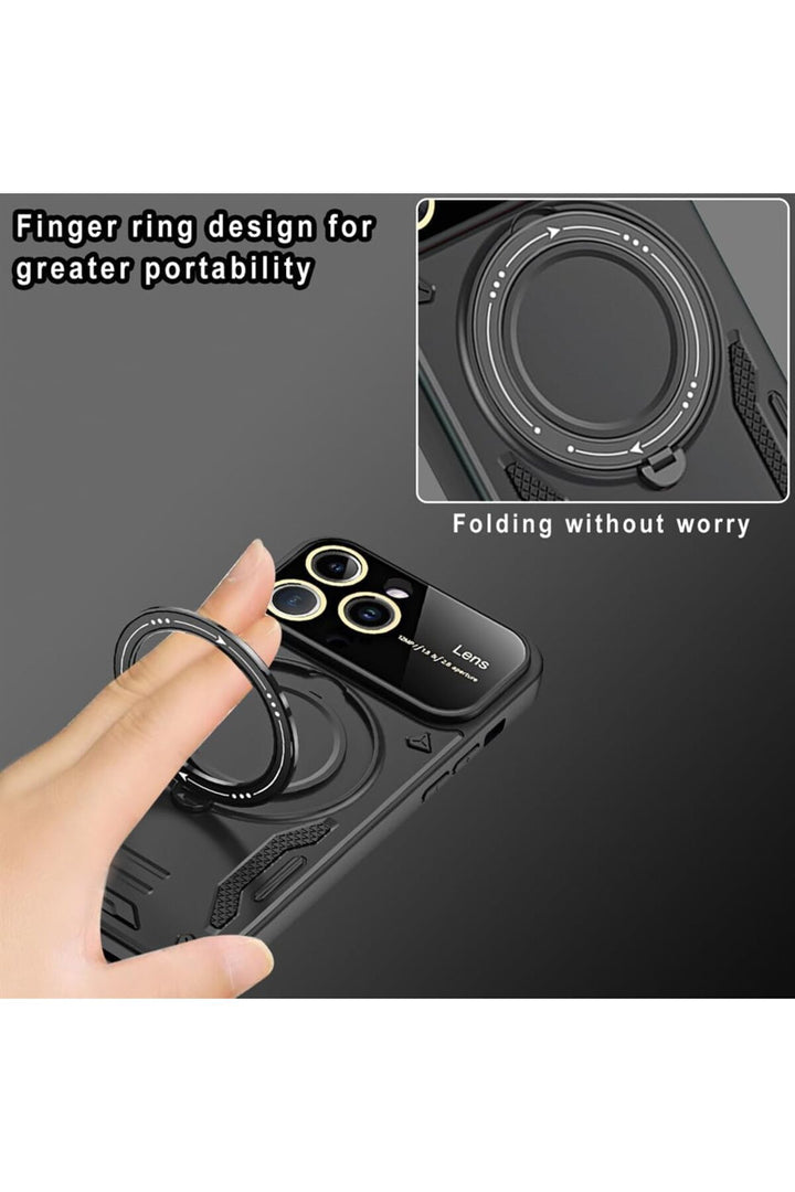 iPhone 15 Pro Uyumlu Kılıf Magsafe Standlı Kamera Lens Korumalı Darbelere Dayanklı Renkli Tank Kapak