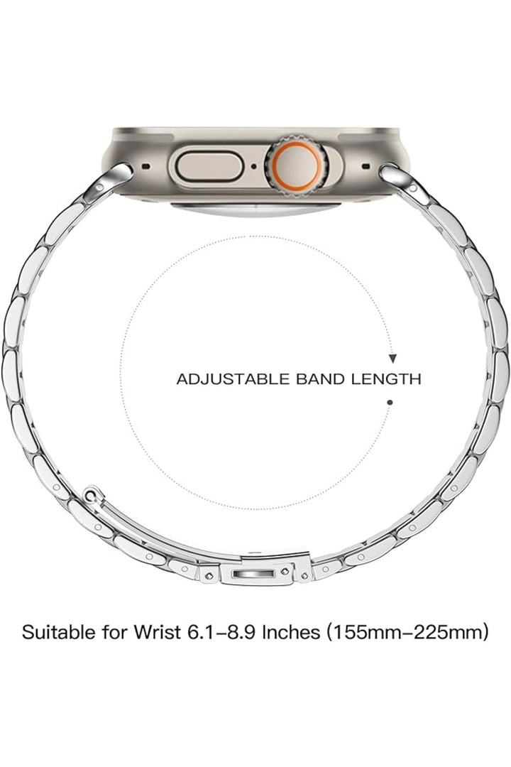 Apple Watch 9 8 7 6 5 4 3 2 1 Se 38mm/40mm/41mm Uyumlu Kordon Ayarlanabilir Parlak Metal Paslanmaz