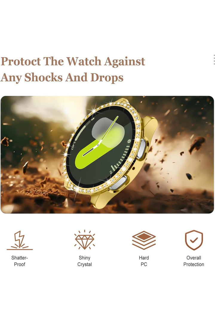 Samsung Galaxy Watch 4/5/6/7 44mm Uyumlu Kılıf Ekran ve Kasa Koruyucu Parlak Taşlı Kasa Koruma Guard