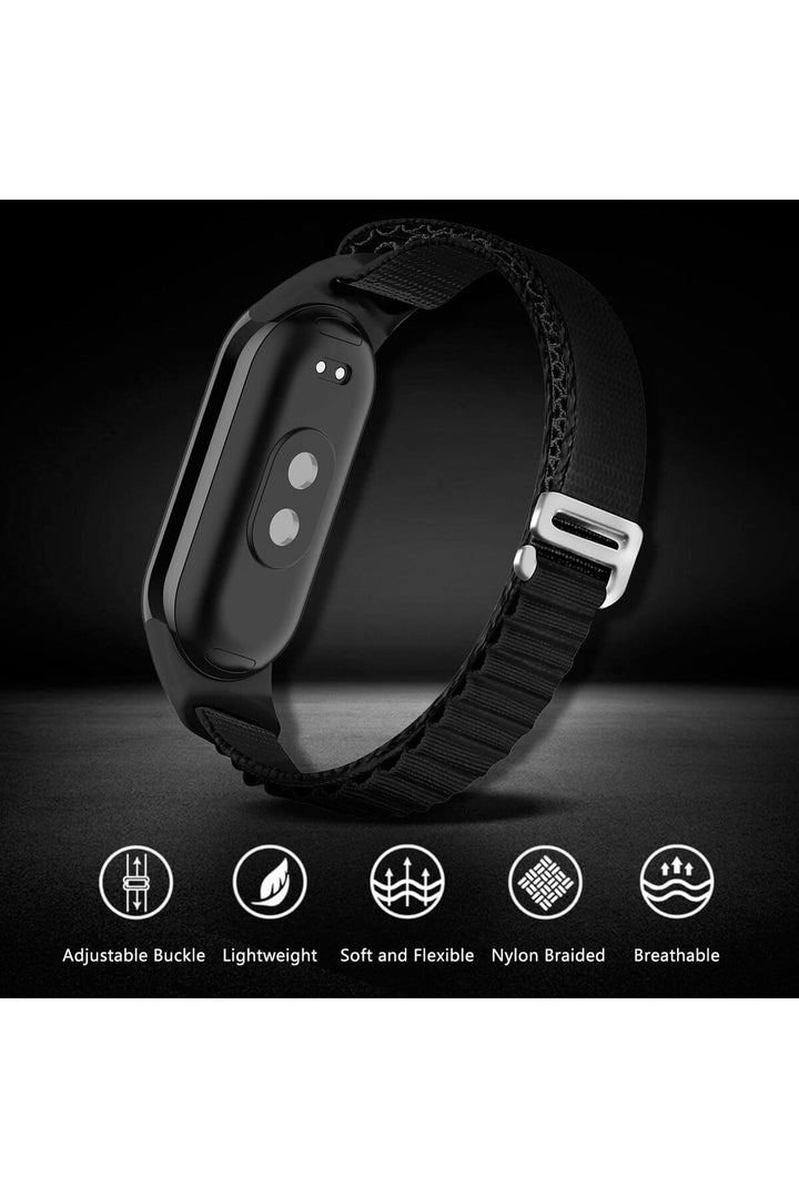 Xiaomi Mi Band 8/9 Uyumlu Kumaş Kordon Metal Tokalı Ayarlanabilir Lansman Kordon