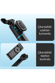Kablosuz Uzaktan Kumandalı Selfie Çubuğu Katlanabilir Kolay Kurulum Taşınabilir Ayaklı Tripod Stand