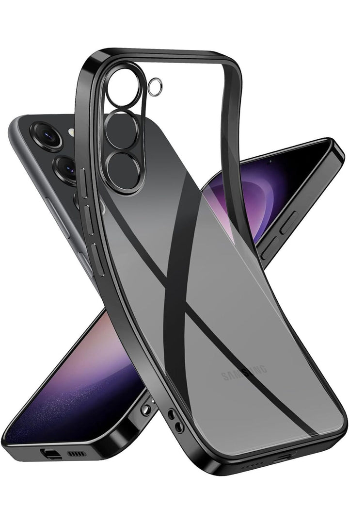 Samsung Galaxy S24 Fe Uyumlu Kılıf Kenarları Renkli Kamera Korumalı Dayanıklı Şeffaf Silikon Kapak