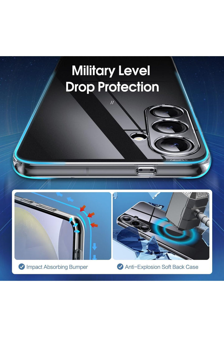 Samsung Galaxy S25 Uyumlu Kılıf 3D Kamera Koruma Darbe Önleyici Şeffaf Renksiz Silikon Kapak