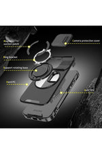 Load image into Gallery viewer, iPhone 14 Pro Uyumlu Kılıf Kamera Korumalı Sürgülü 360 Dönebilen Magsafe Stand Renkli Tank Kapak

