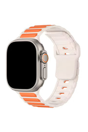 Apple Watch 10/9/8/7/6/SE/Ultra Uyumlu 42/44/45/46/49mm Çift Renkli Bakla Desen Silikon Spor Kordon