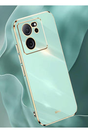 Xiaomi Mi 13T/13T Pro Uyumlu Kılıf Kamera Korumalı Gold Çizgili Siyah Silikon Parlak Koruyucu Kapak