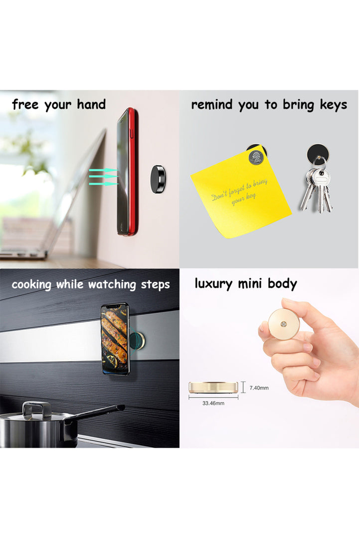 Çok Amaçlı Mıknatıslı Telefon Tutucu Araç İçi Masaüstü Duvar Tipi Kenarları Metal Mini Manyetik